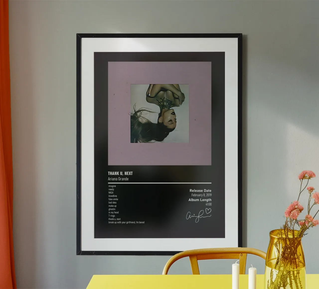 thank u, next (2019) by Ariana Grande poster con telaio in legno da DGUnder