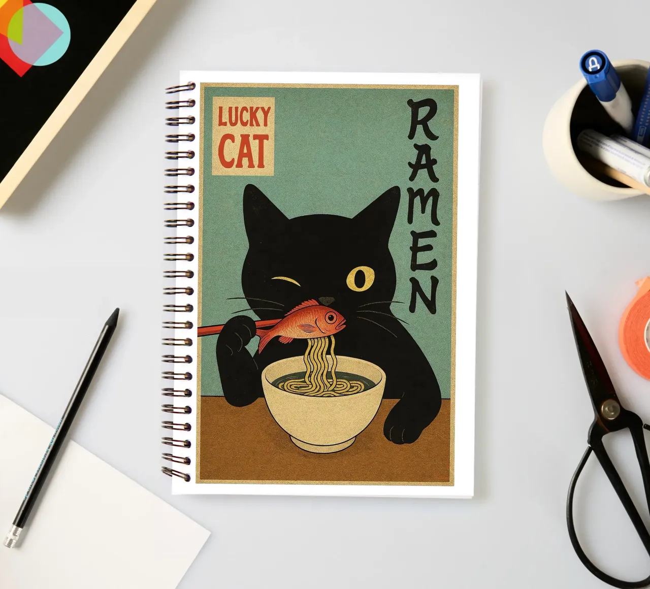 Lucky Cat spiral notebook by Arjun
