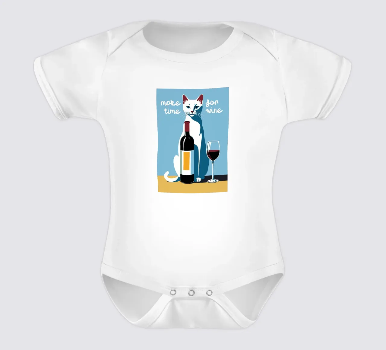 Make Time For Wine short-sleeve baby romper by Arjun