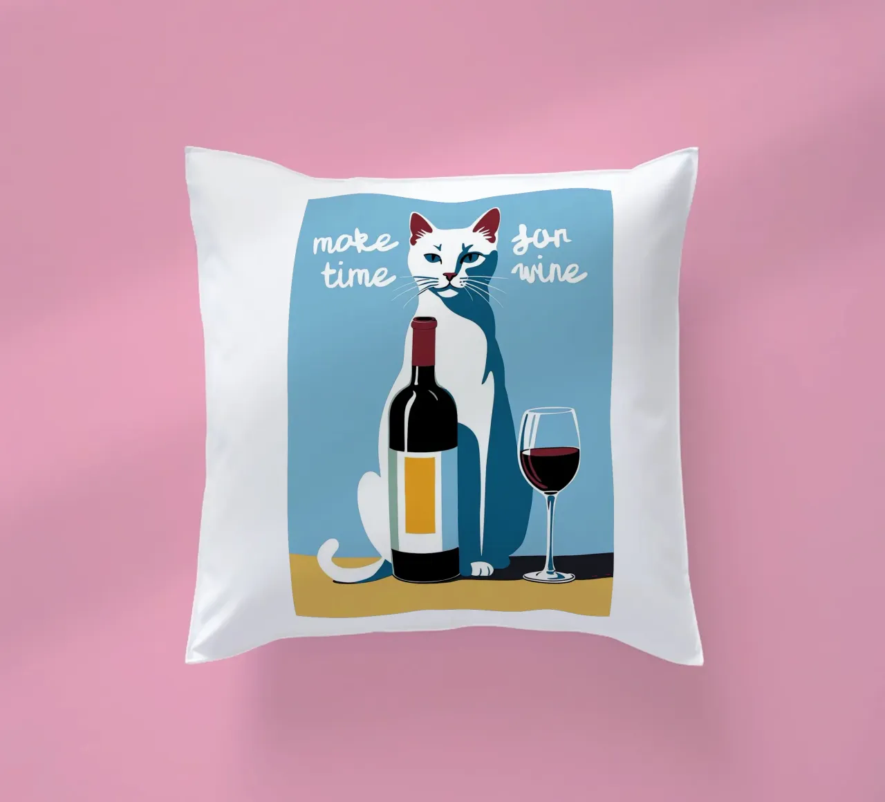 Make Time For Wine decorative cushion by Arjun