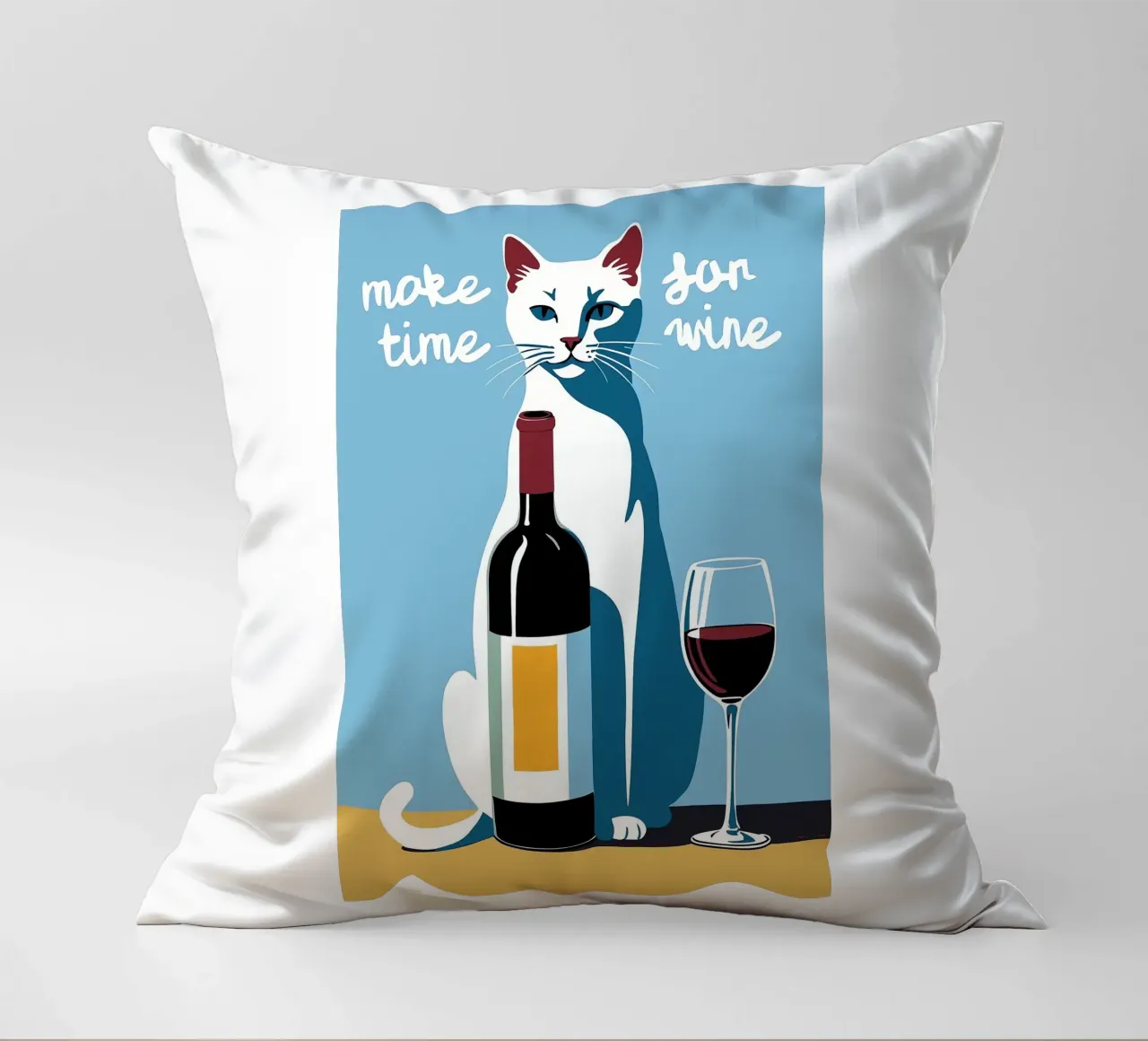 Make Time For Wine decorative cushion by Arjun
