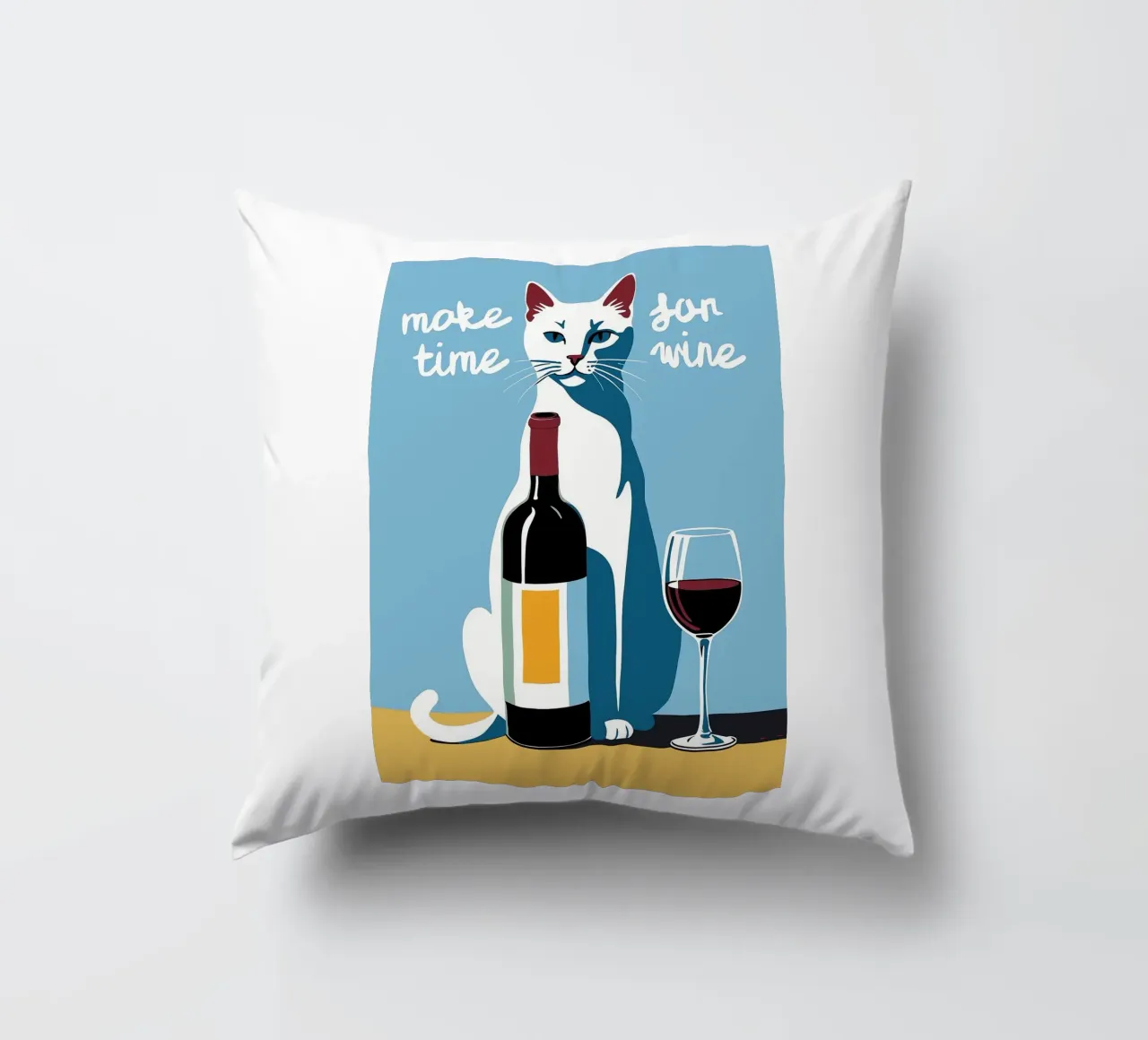 Make Time For Wine decorative cushion by Arjun