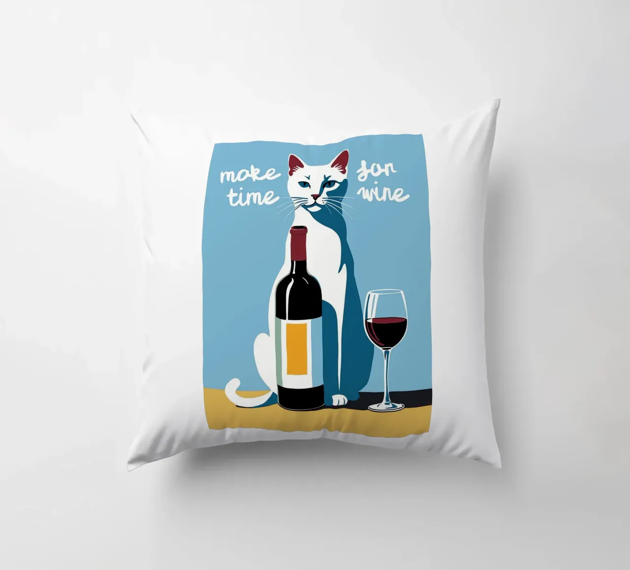Make Time For Wine decorative cushion by Arjun
