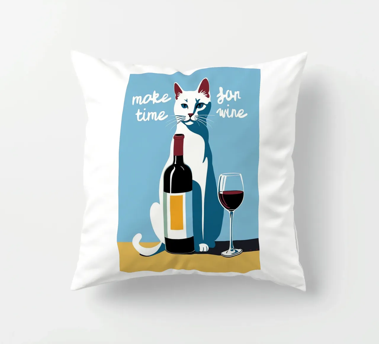 Make Time For Wine decorative cushion by Arjun