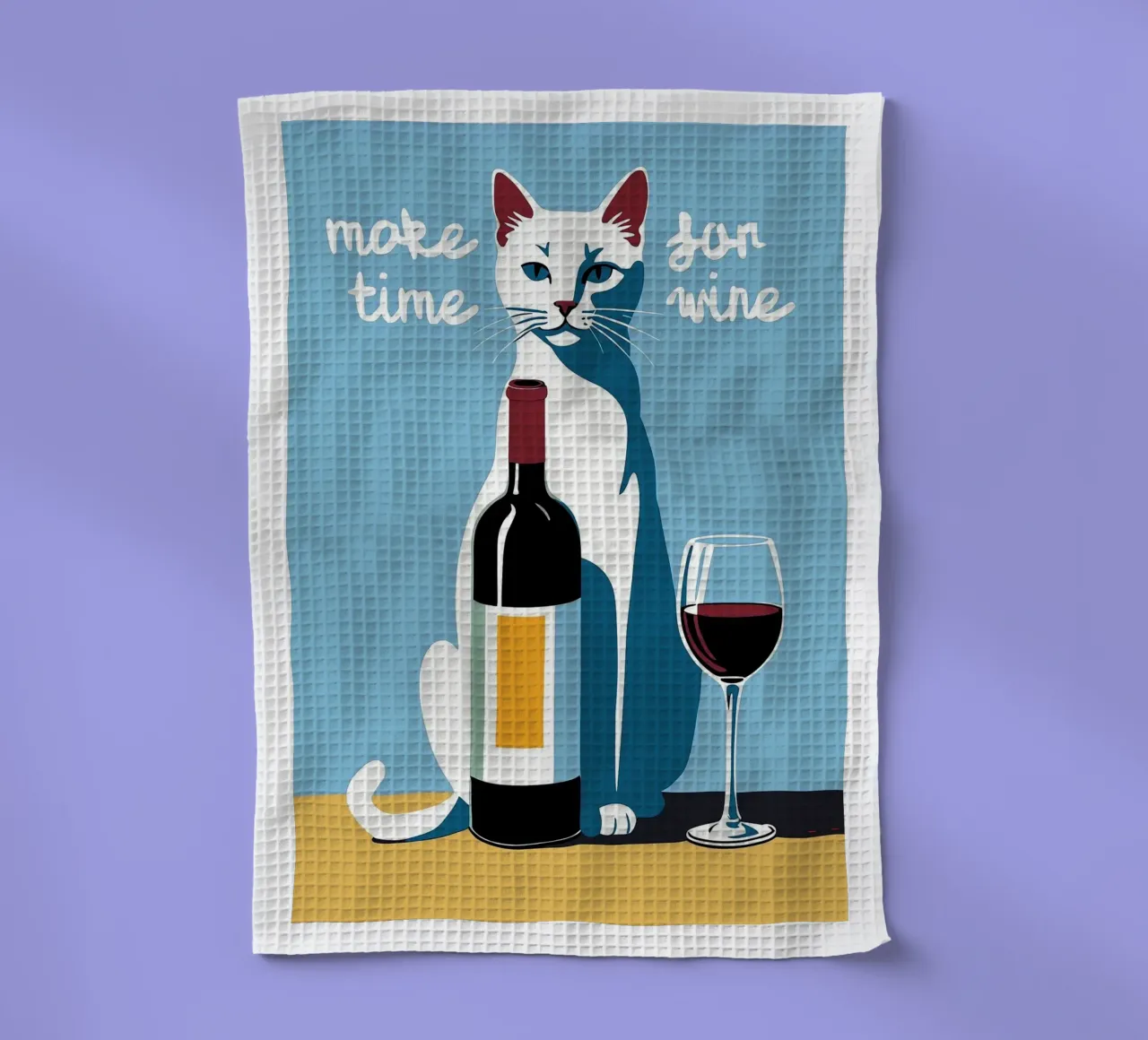 Make Time For Wine tea towel by Arjun
