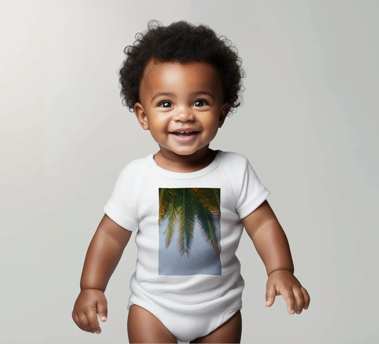 Palmwedel Kurzarm Babybody von Earthly Visions