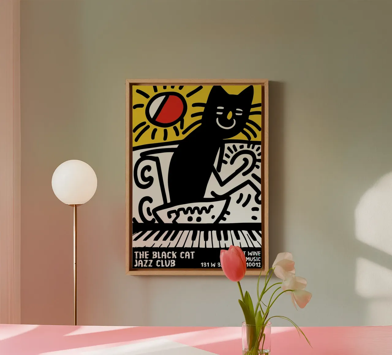 Il Gatto Nero Jazz tela con Cornice a cassetta da Arjun