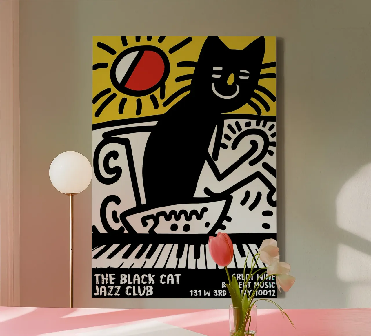Il Gatto Nero Jazz tela con Cornice a cassetta da Arjun