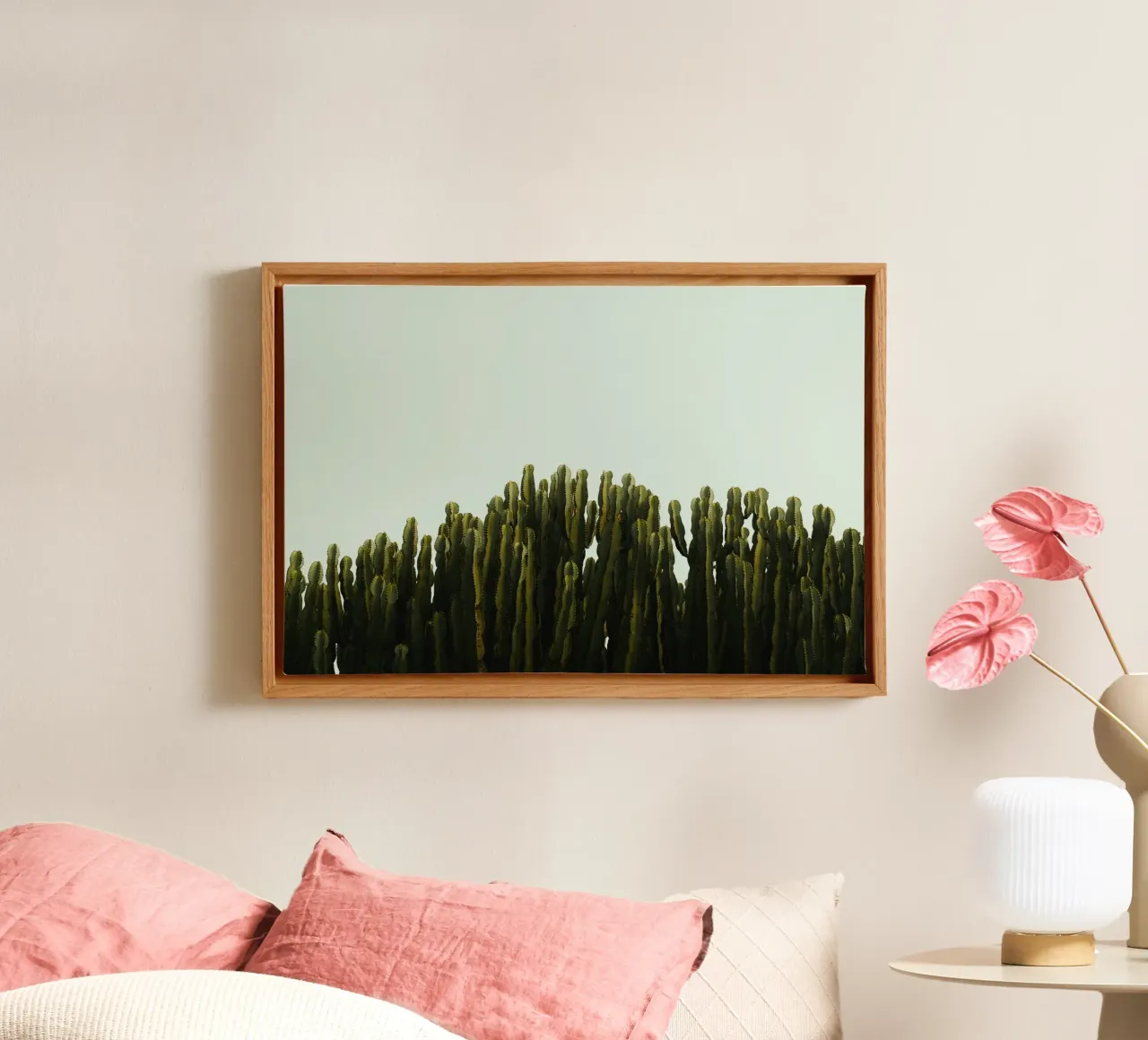 cactus green canvas with Floater frame by Earthly Visions
