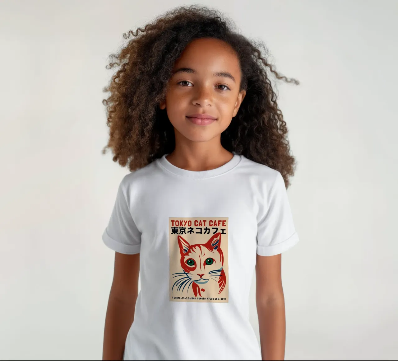 Tokyo Cat Cafe kids t-shirt by Arjun