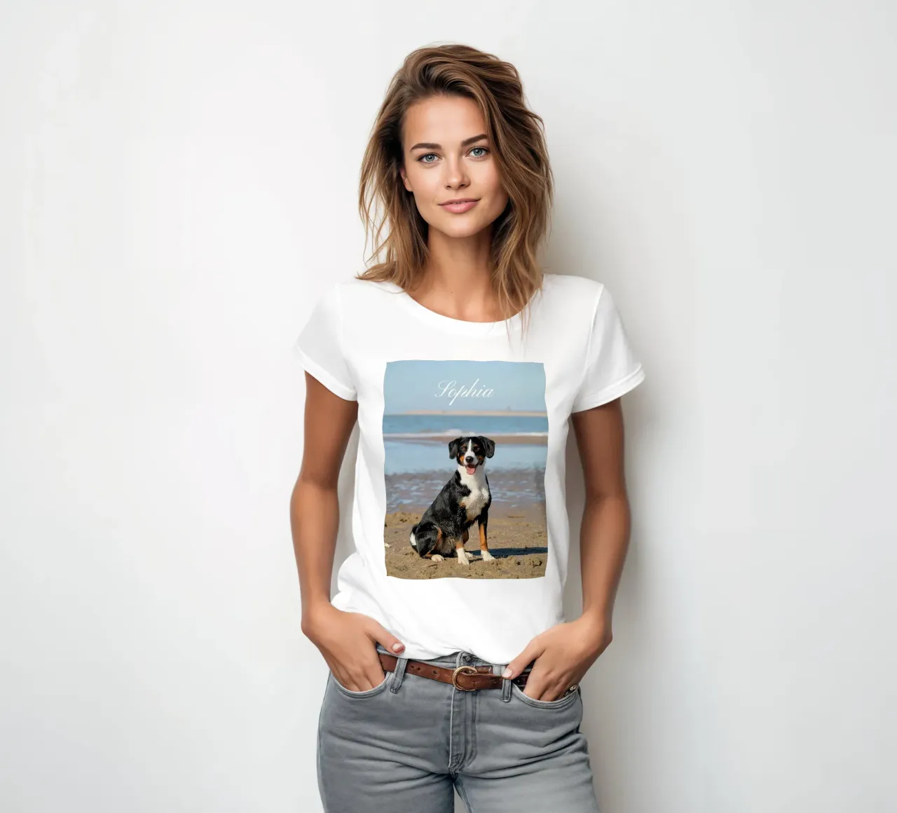 Custom Pet Dog Photo Custom Dog Name Pet name t-shirt da donna da Custom4U