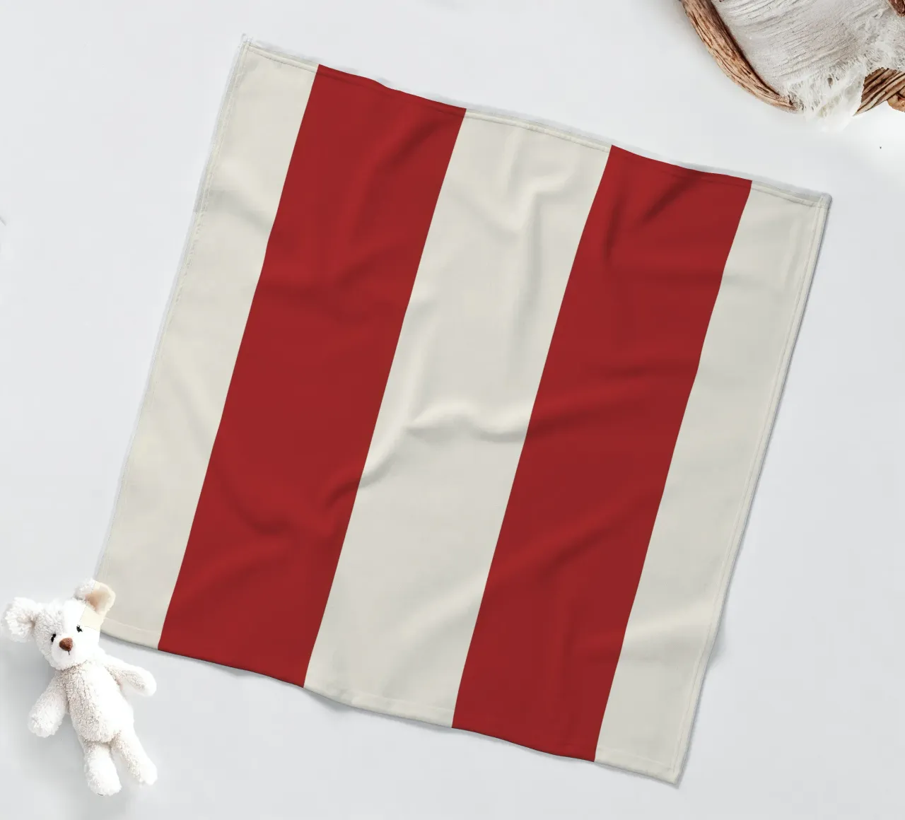 Red bold vintage lines fleece blanket by TijanaArtStudio88