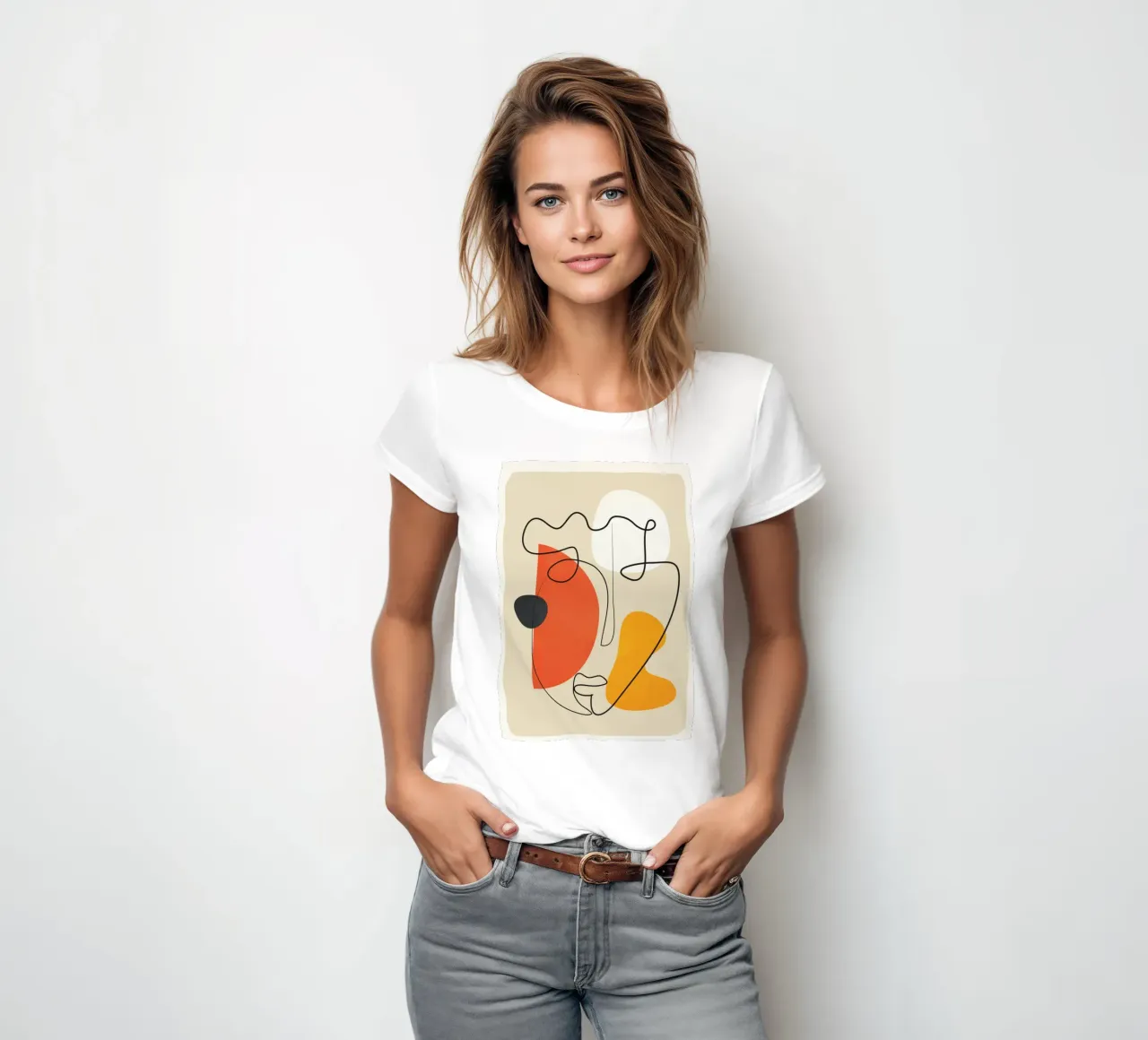 Abstract Face Line Design 01 t-shirt da donna da cityart