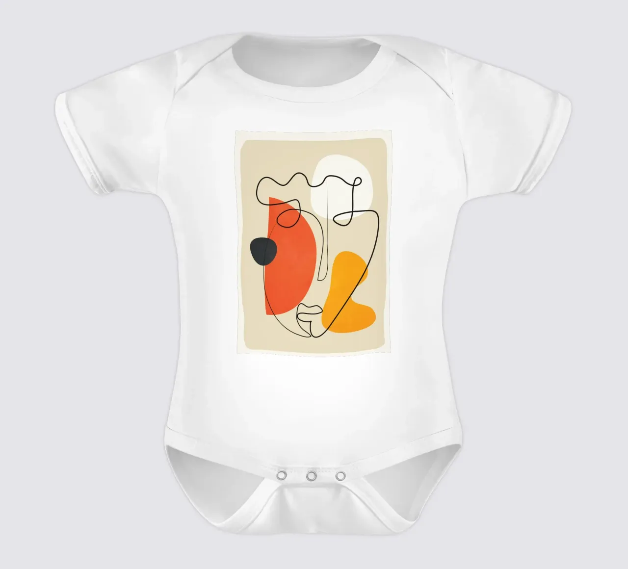 Abstract Face Line Design 01 body neonato maniche corte da cityart