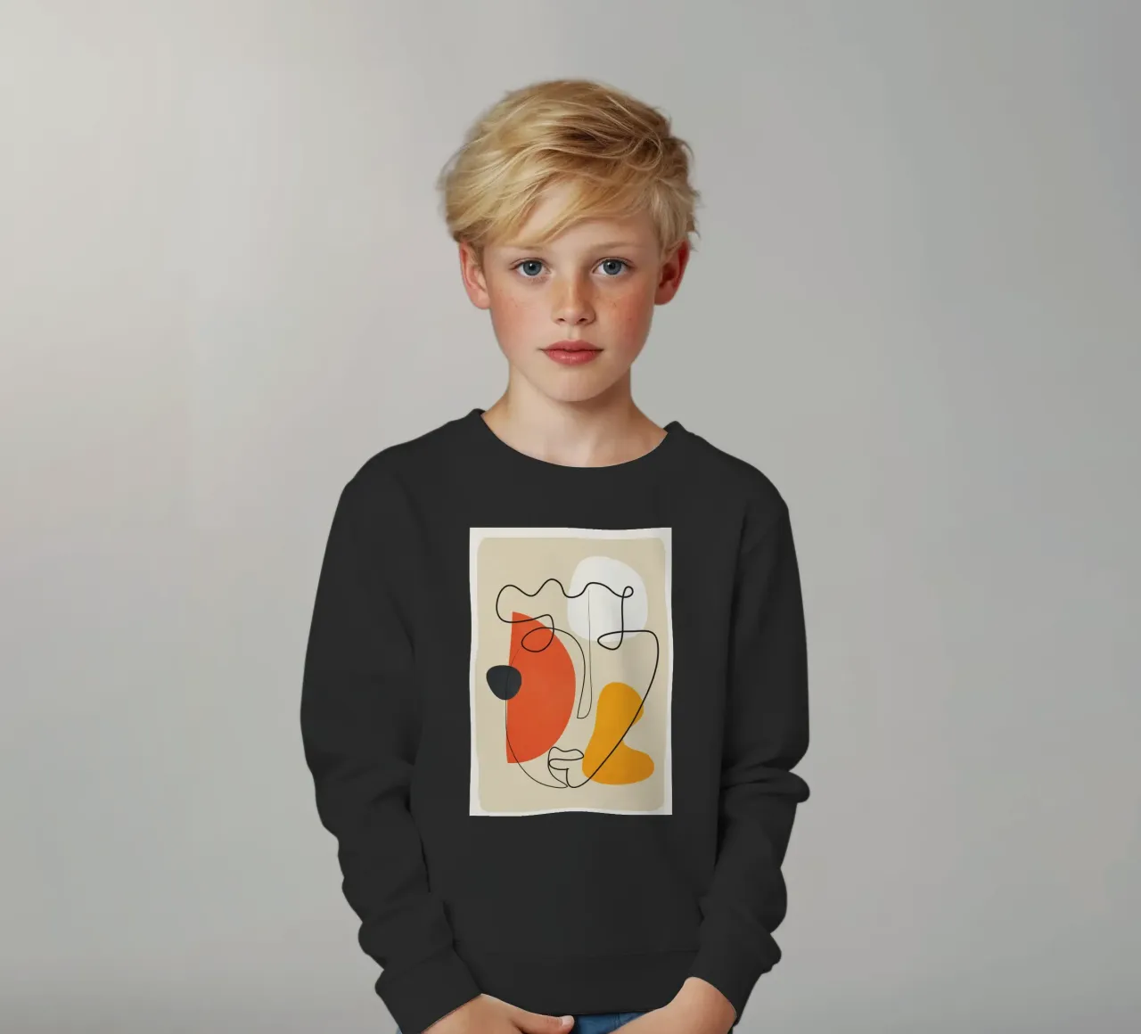 Abstract Face Line Design 01 felpa bambino da cityart