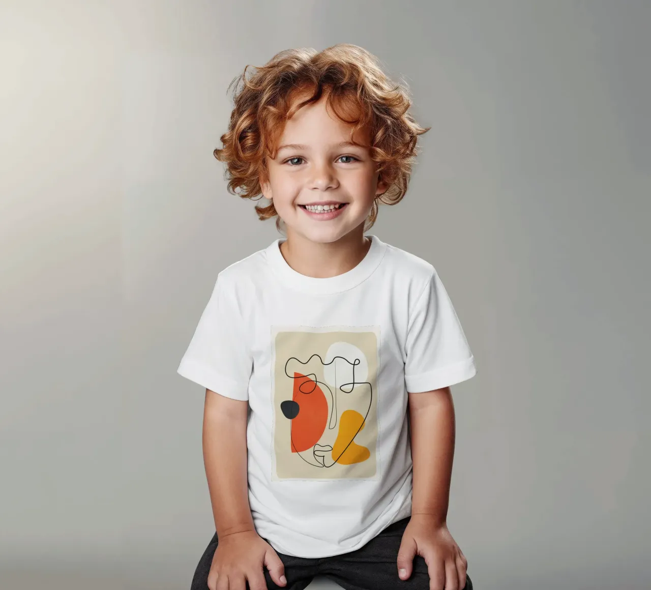 Abstract Face Line Design 01 t-shirt bambini da cityart