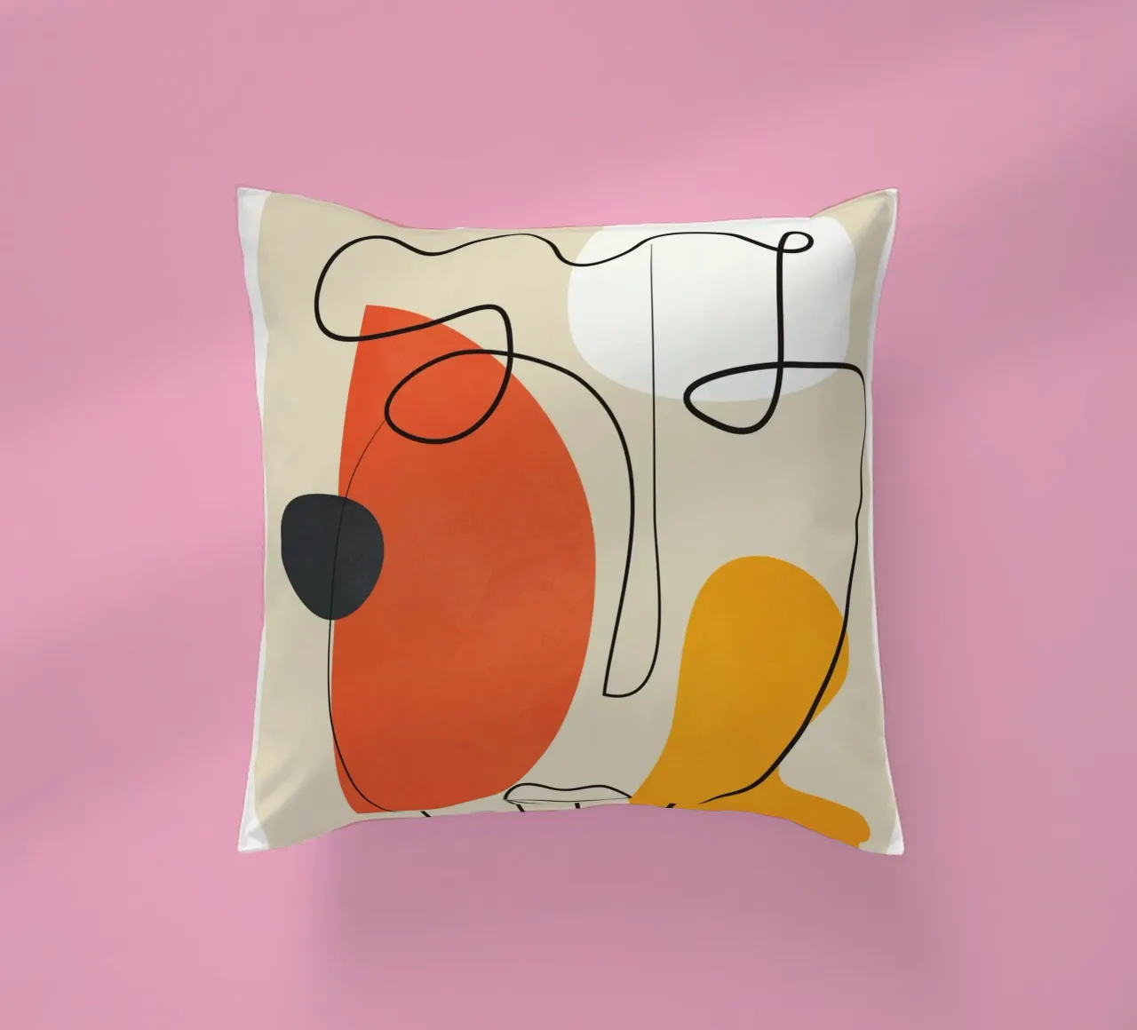 Abstract Face Line Design 01 cuscino da cityart