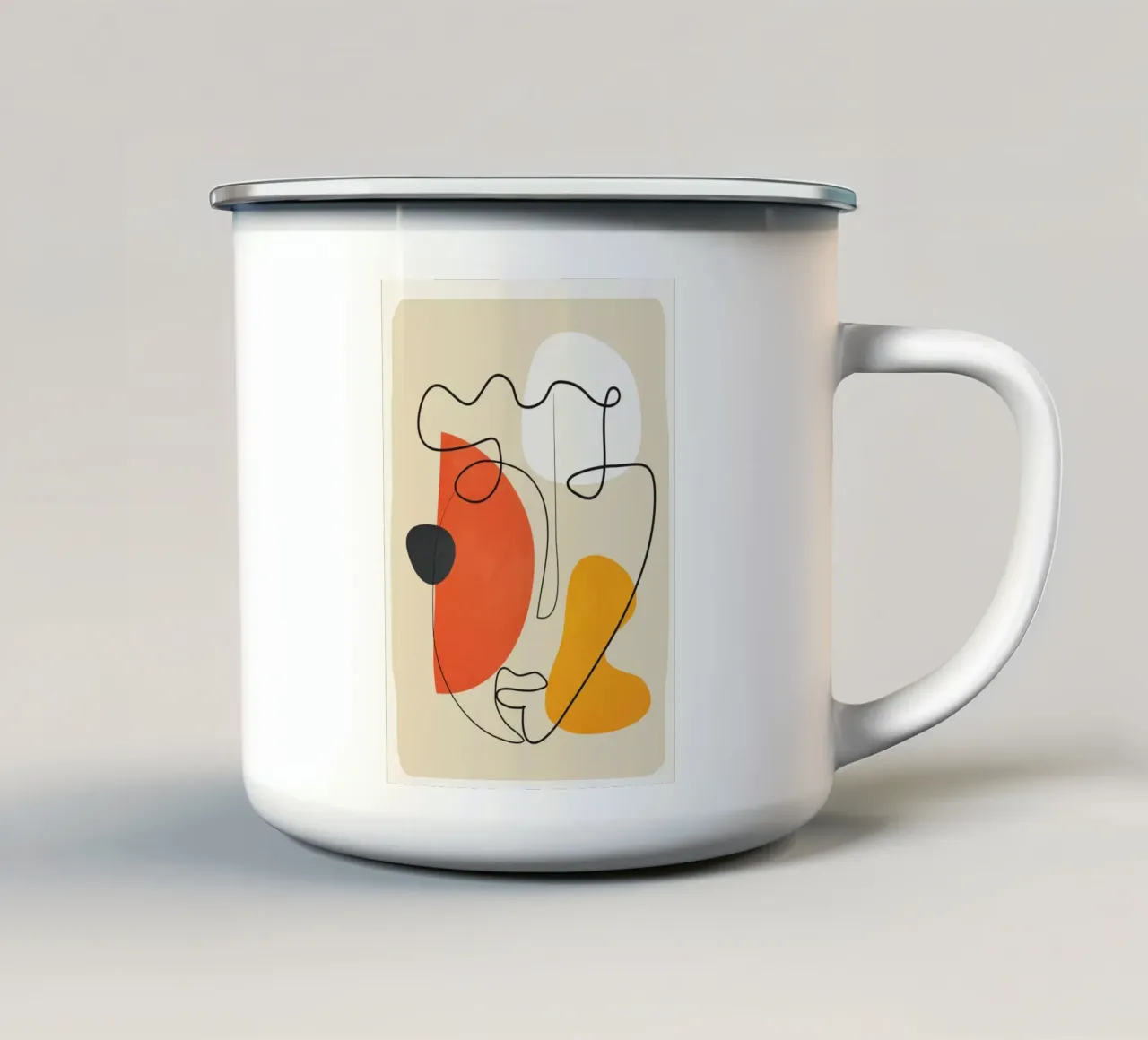Abstract Face Line Design 01 tazza in smalto da cityart