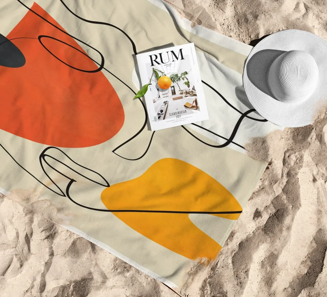 Abstract Face Line Design 01 telo mare da cityart