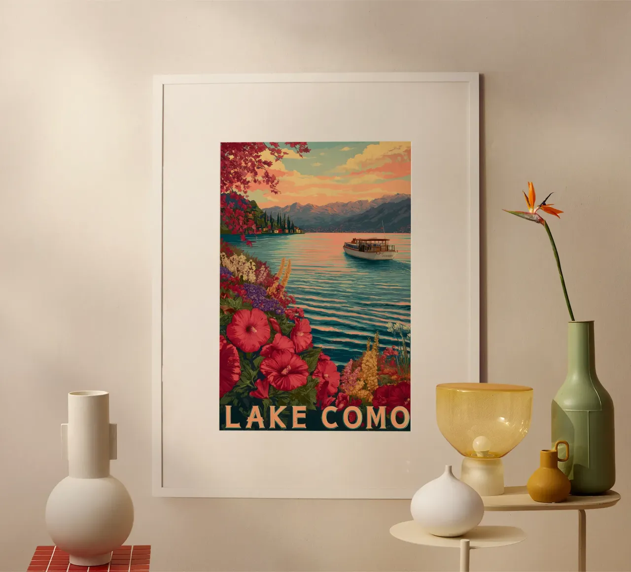 Comer See vintage Reiseposter poster con telaio in plastica da Vintage Travel Art