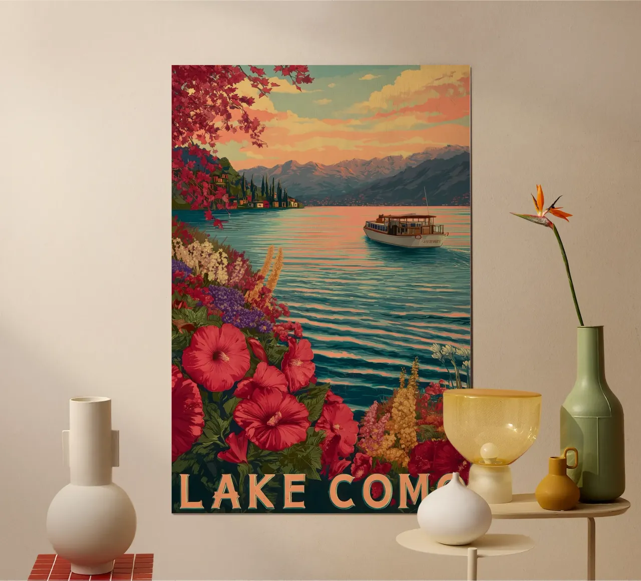 Comer See vintage Reiseposter poster con telaio in plastica da Vintage Travel Art