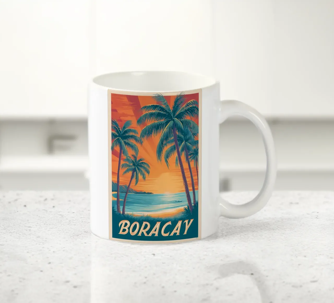Poster di viaggio vintage di Boracay tazza in ceramica da Vintage Travel Art