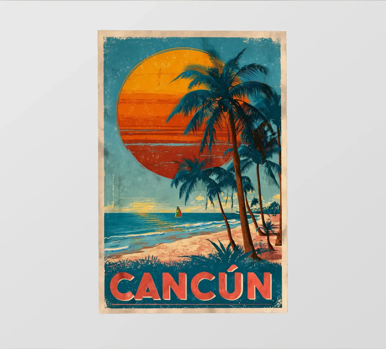 Cancun retro Reiseposter telo in pvc da Vintage Travel Art