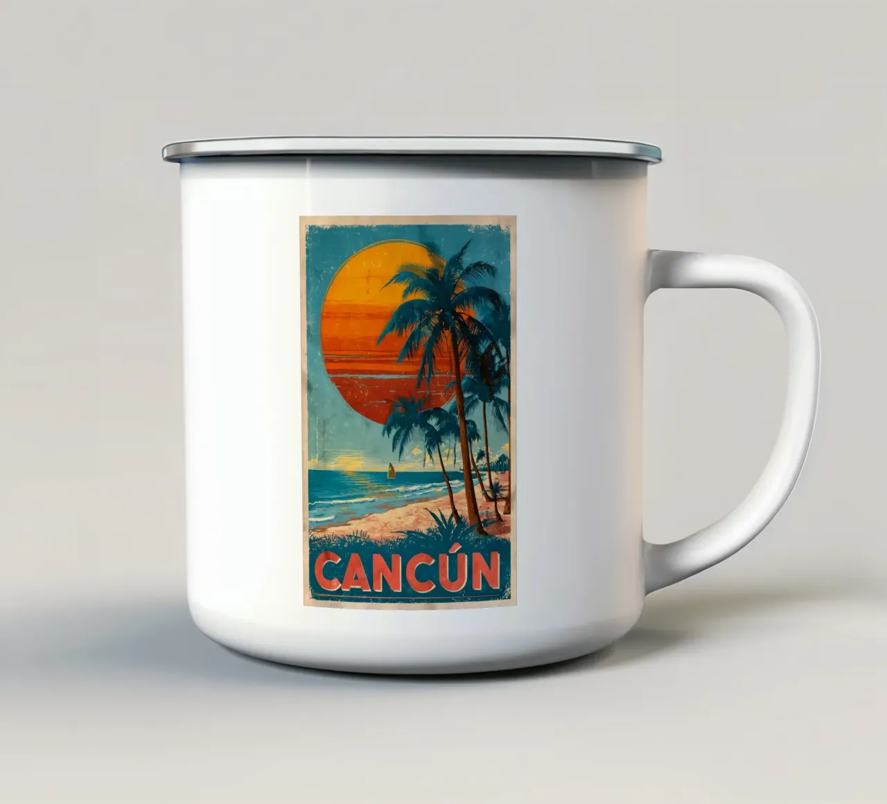 Cancun retro Reiseposter tazza in smalto da Vintage Travel Art
