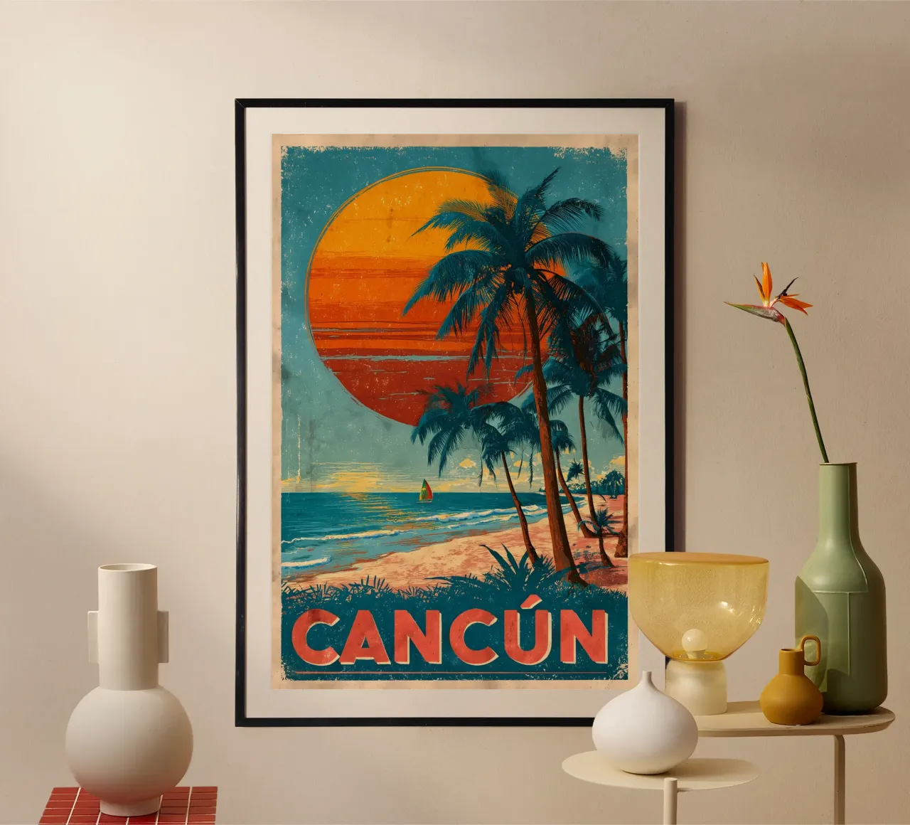 Cancun retro Reiseposter carta hahnemühle da Vintage Travel Art