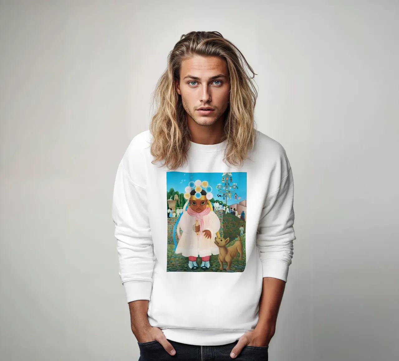Ragazza con taco di Rosa Rolanda felpa da Classic Art Prints