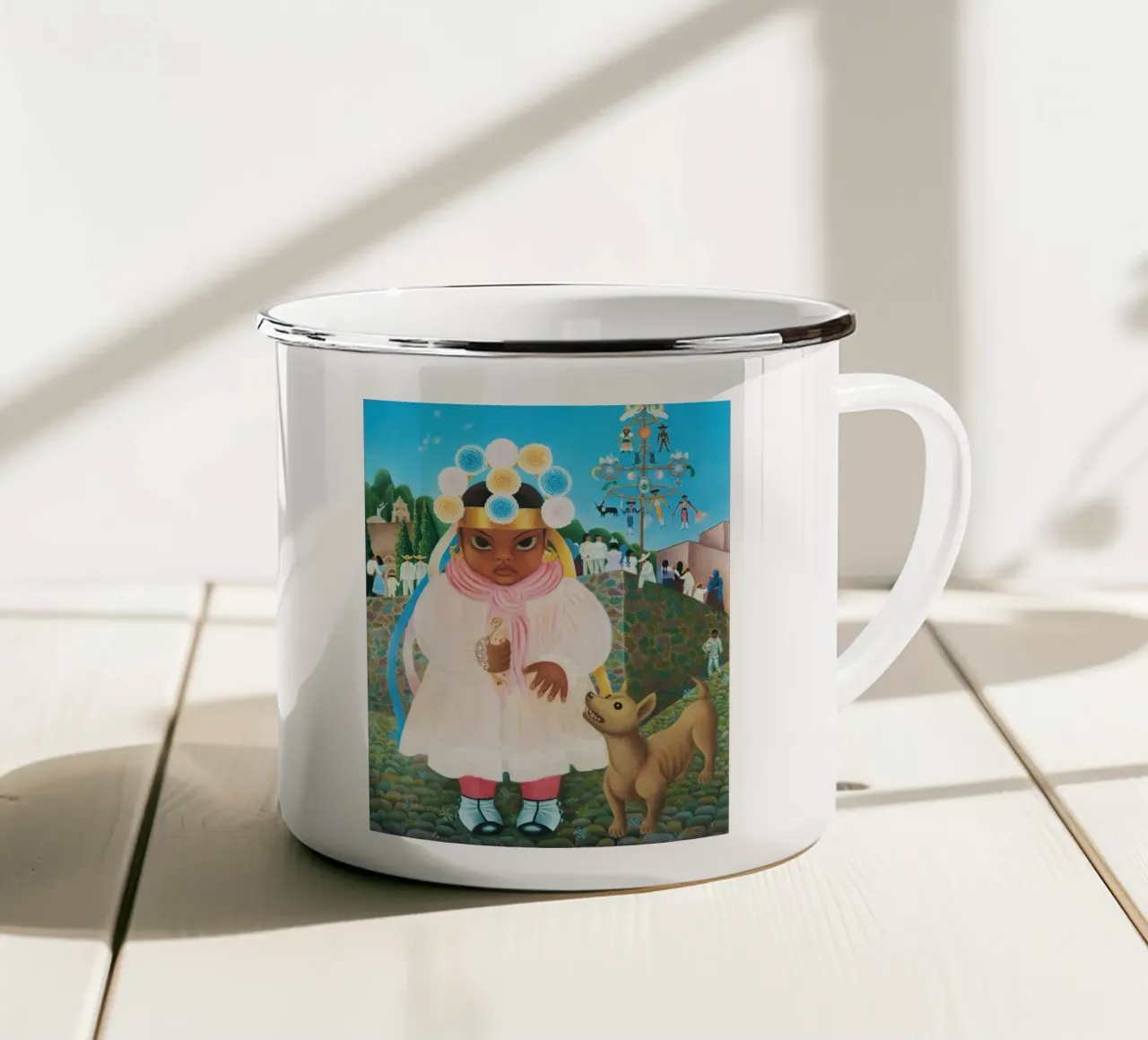 Ragazza con taco di Rosa Rolanda tazza in smalto da Classic Art Prints