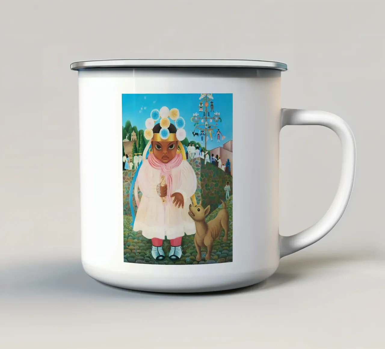 Ragazza con taco di Rosa Rolanda tazza in smalto da Classic Art Prints