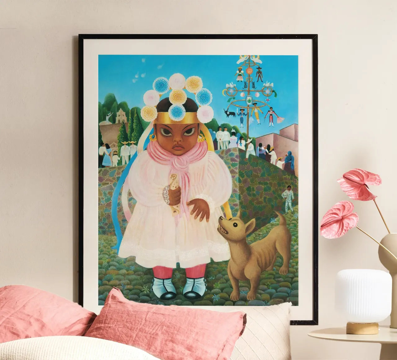 Ragazza con taco di Rosa Rolanda poster con telaio in legno da Classic Art Prints