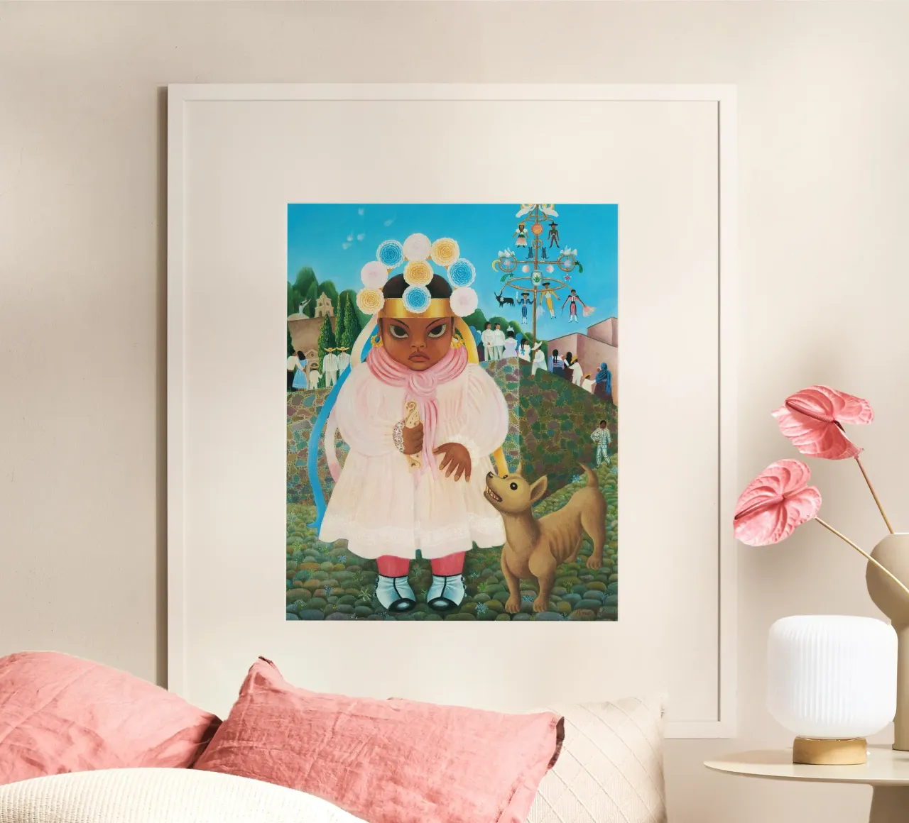 Ragazza con taco di Rosa Rolanda poster con telaio in legno da Classic Art Prints