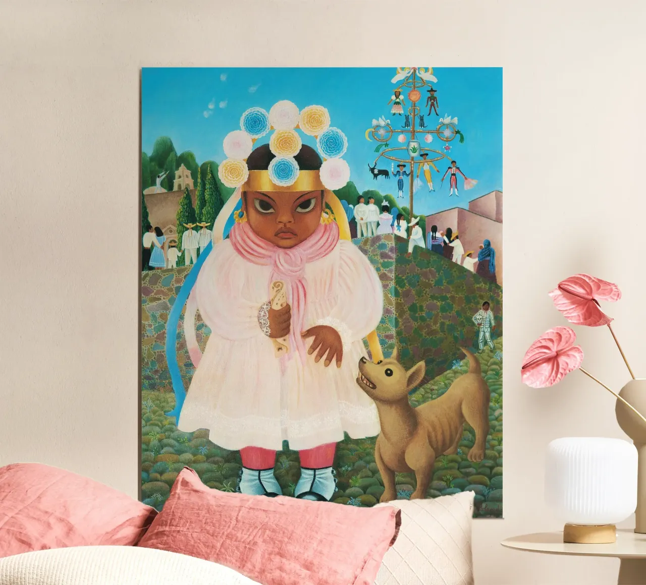 Ragazza con taco di Rosa Rolanda poster con telaio in legno da Classic Art Prints