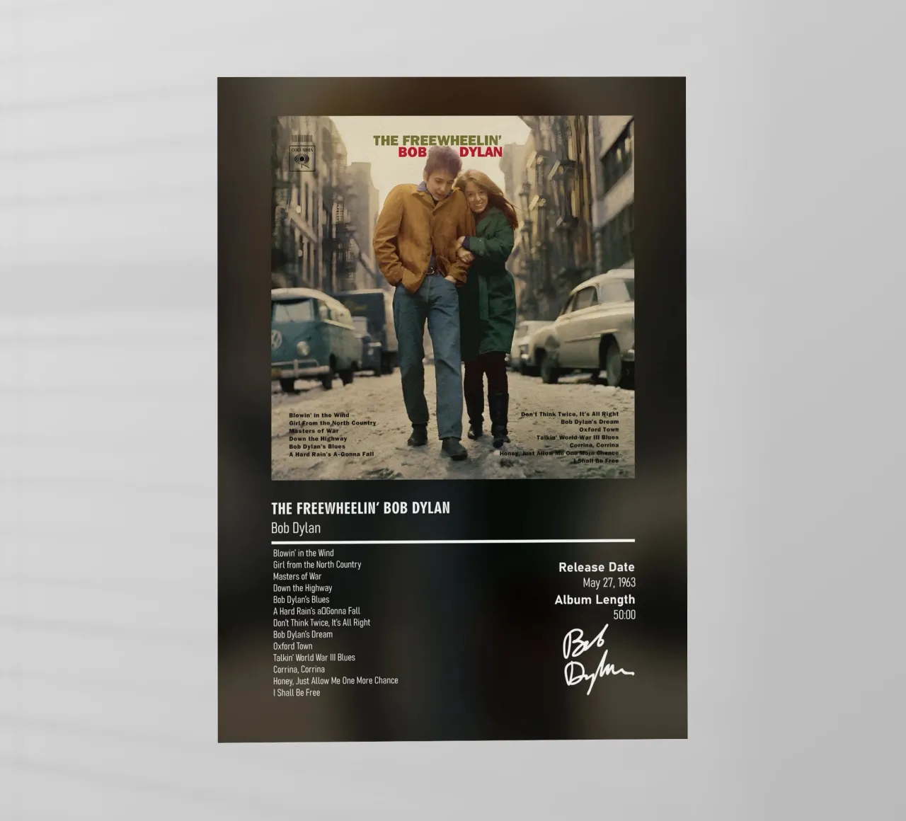 The Freewheelin’ Bob Dylan by Bob Dylan pellicola backlit da DGUnder