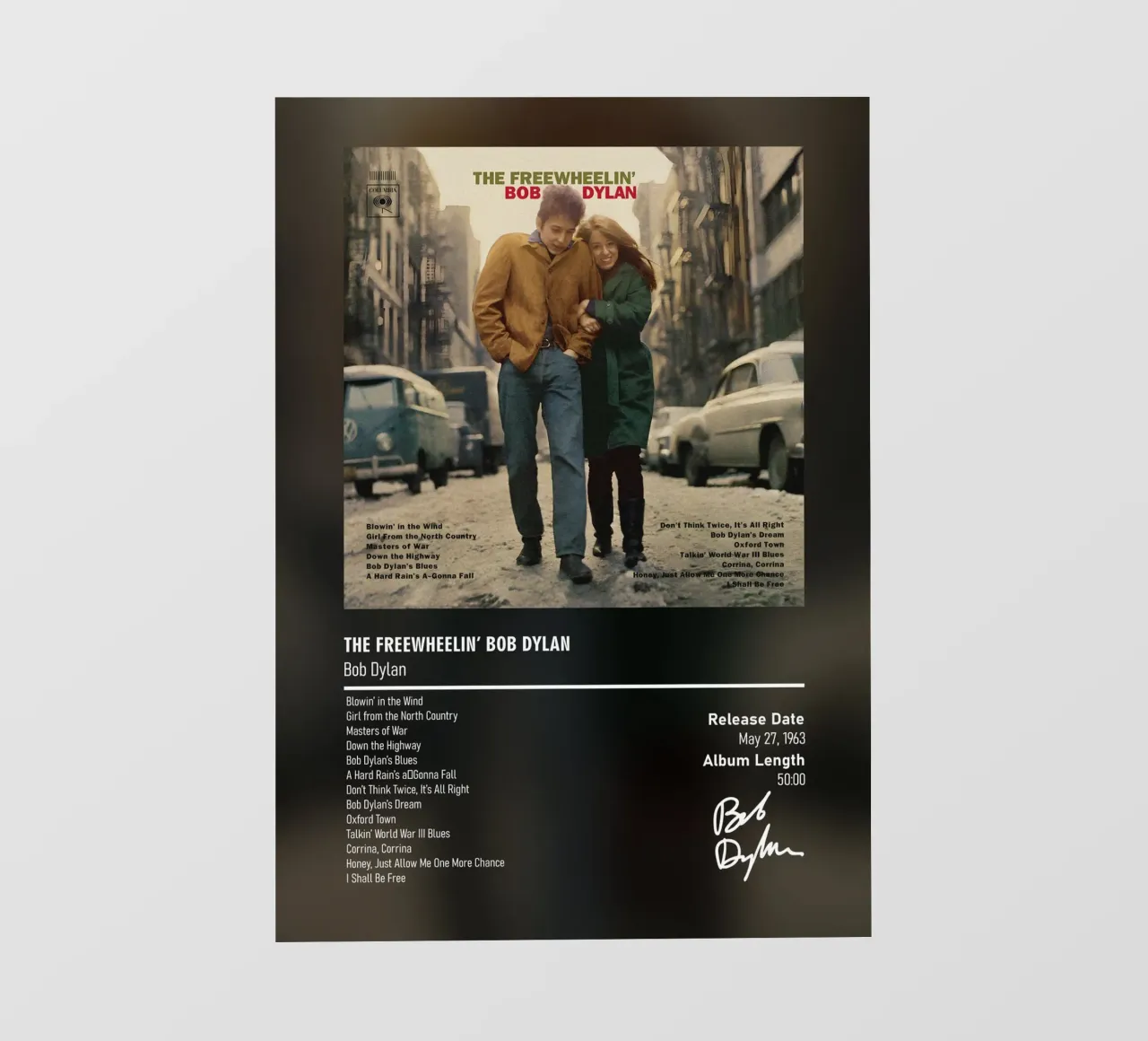 The Freewheelin’ Bob Dylan by Bob Dylan pellicola backlit da DGUnder