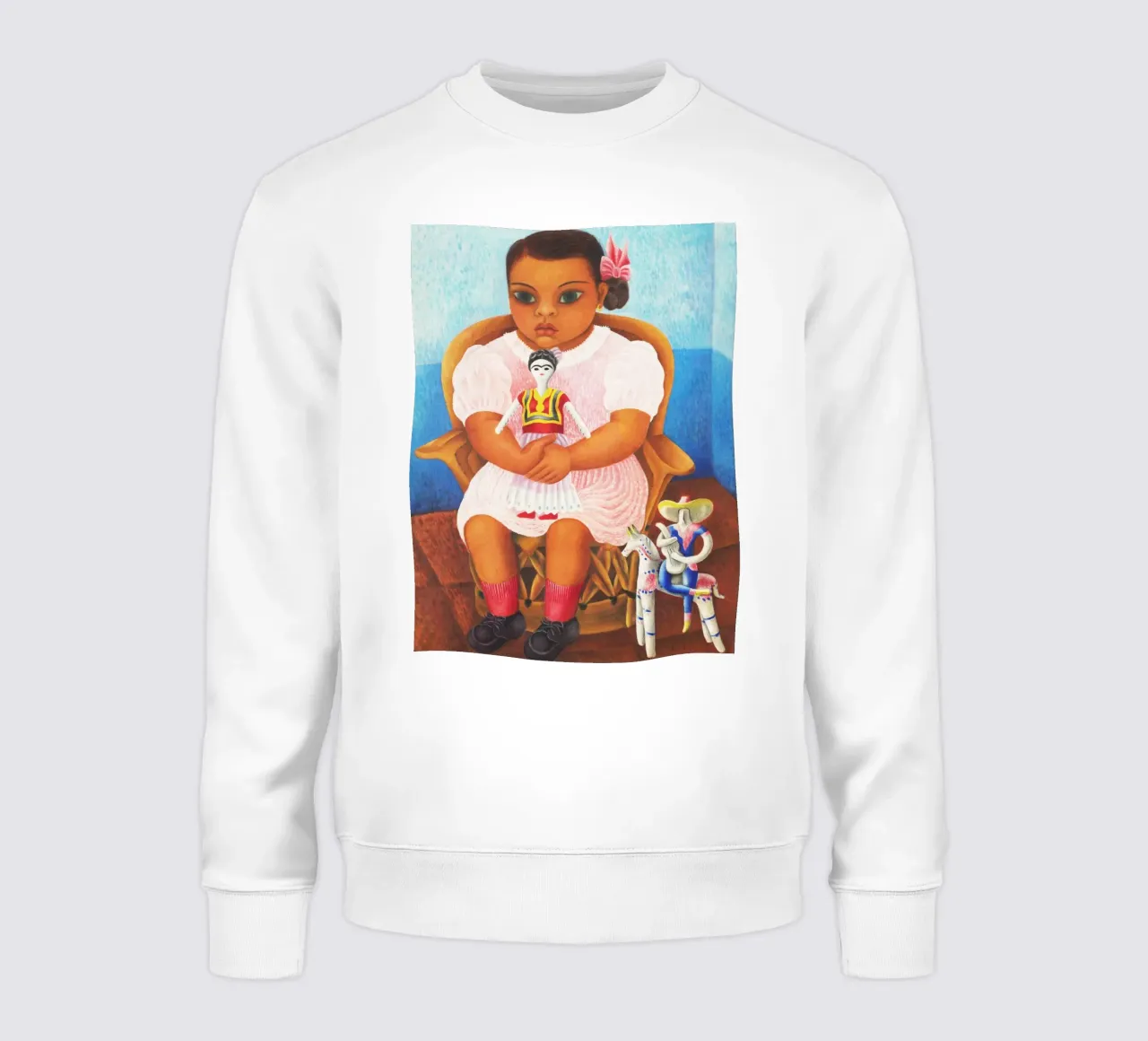 Ragazza con bambola di Rosa Rolanda felpa da Classic Art Prints