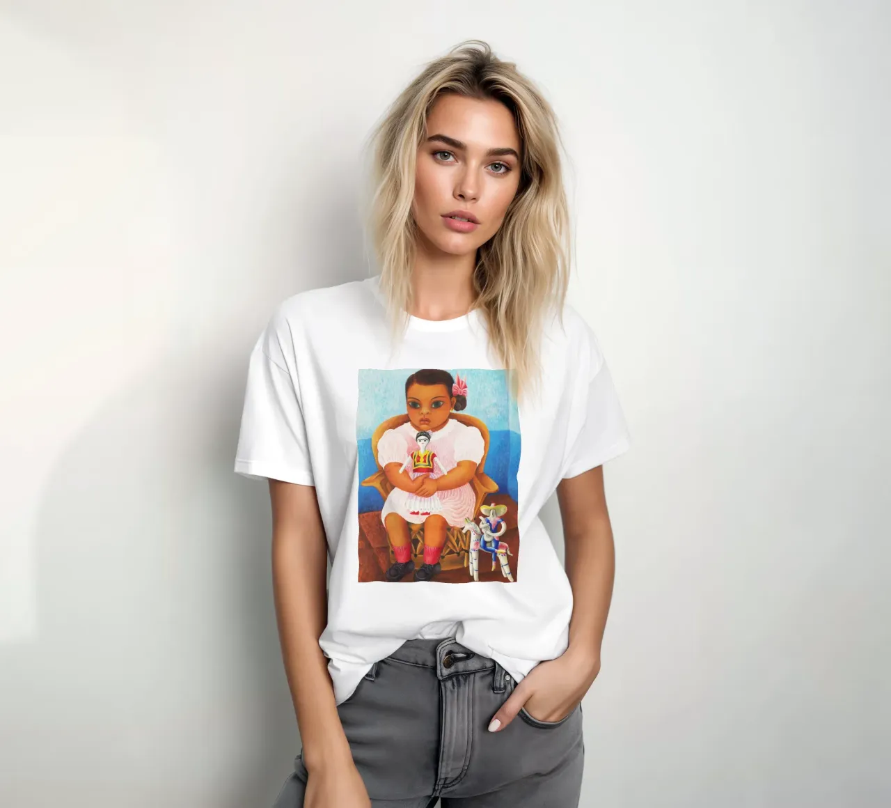 Ragazza con bambola di Rosa Rolanda t-shirt da Classic Art Prints