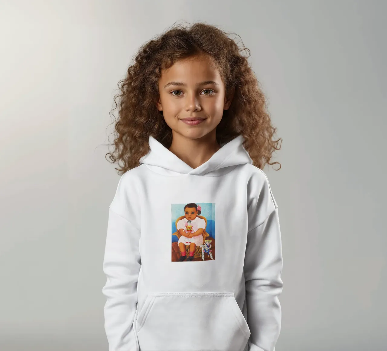 Girl with Doll by Rosa Rolanda kids hoodie by Classic Art Prints