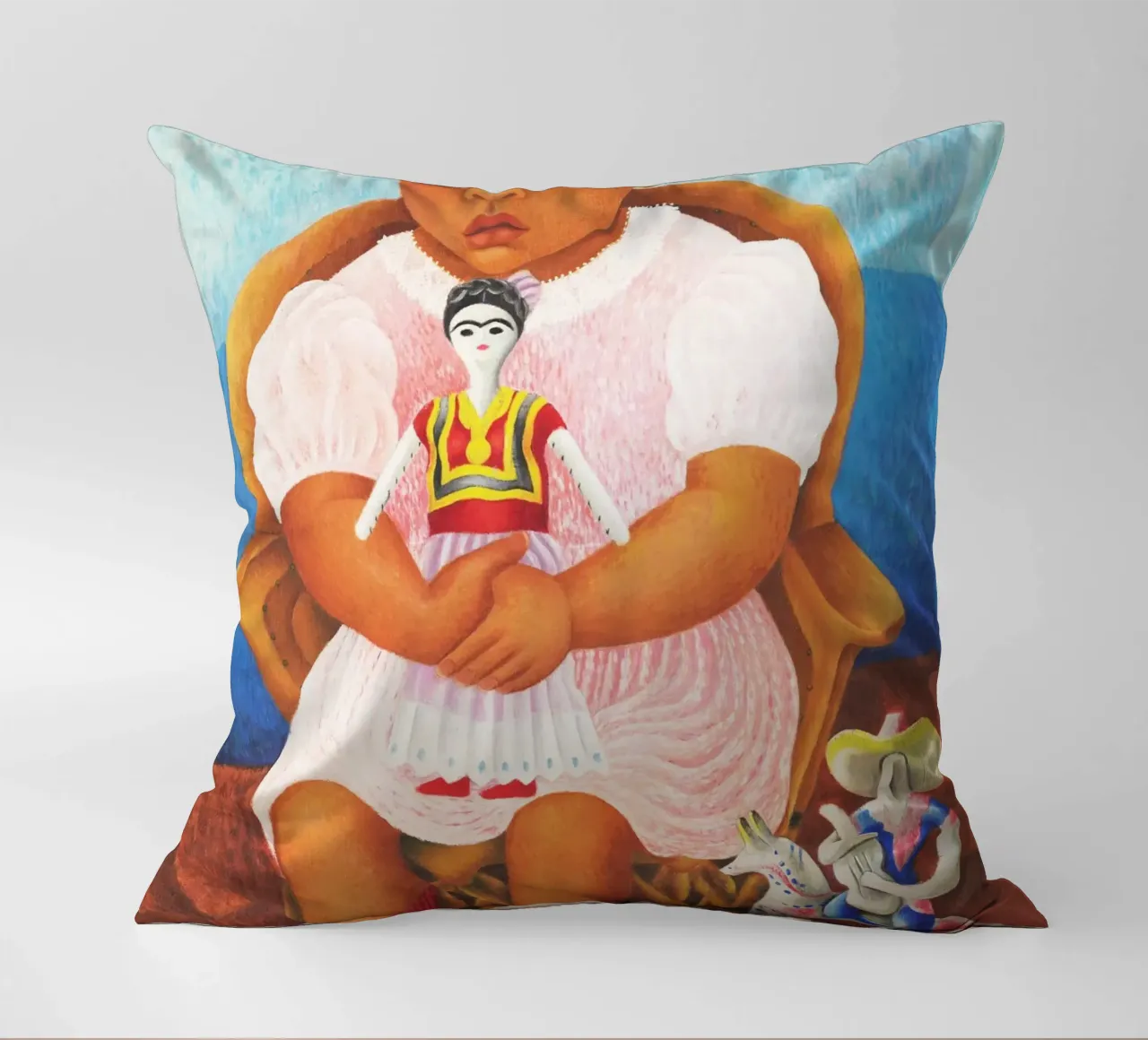 Ragazza con bambola di Rosa Rolanda cuscino da Classic Art Prints