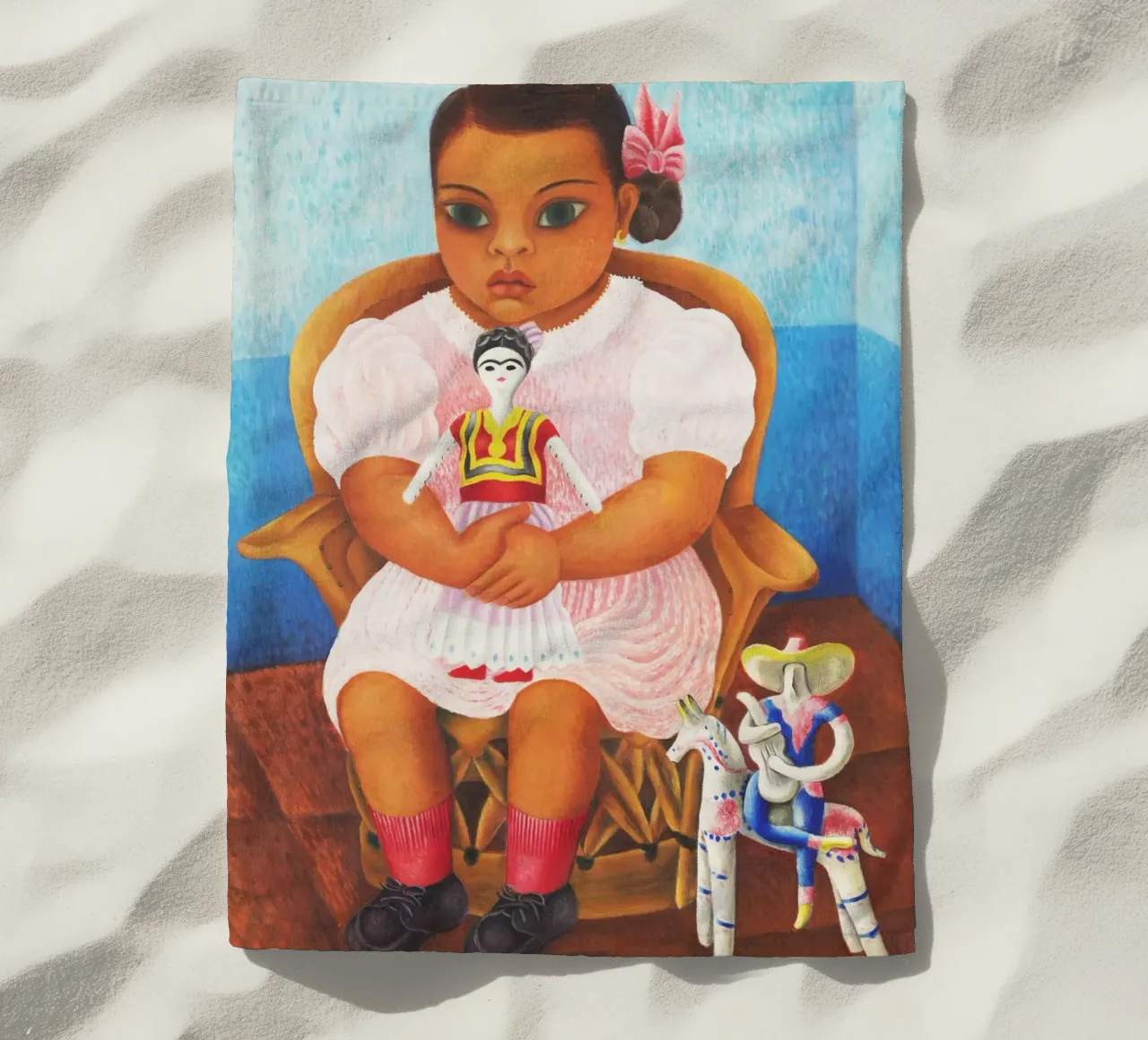 Ragazza con bambola di Rosa Rolanda telo mare da Classic Art Prints