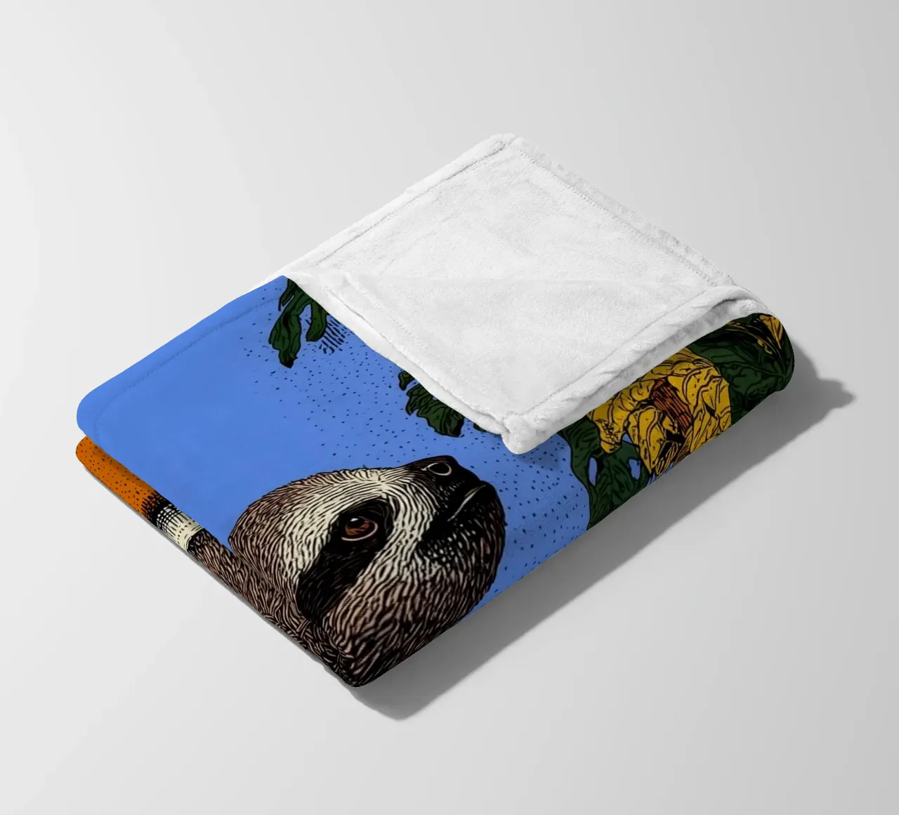 Sloth in the Bath: Funny Bathroom Pop Art Shower Curtain fleece blanket by Kaji