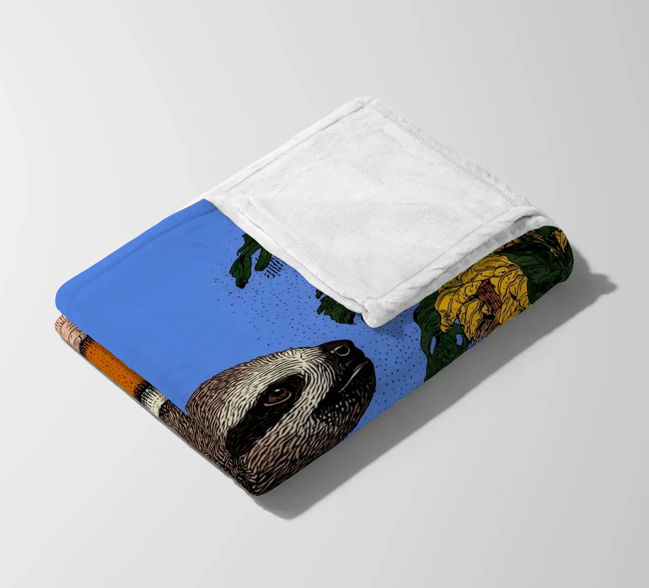 Sloth in the Bath: Funny Bathroom Pop Art Shower Curtain fleece blanket by Kaji
