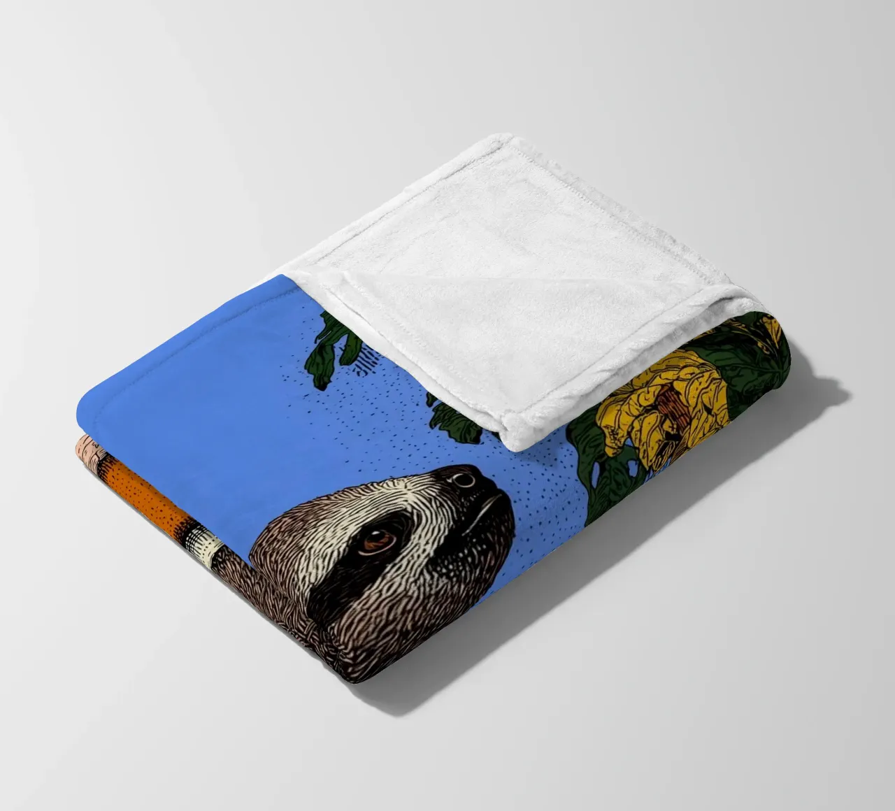 Sloth in the Bath: Funny Bathroom Pop Art Shower Curtain fleece blanket by Kaji