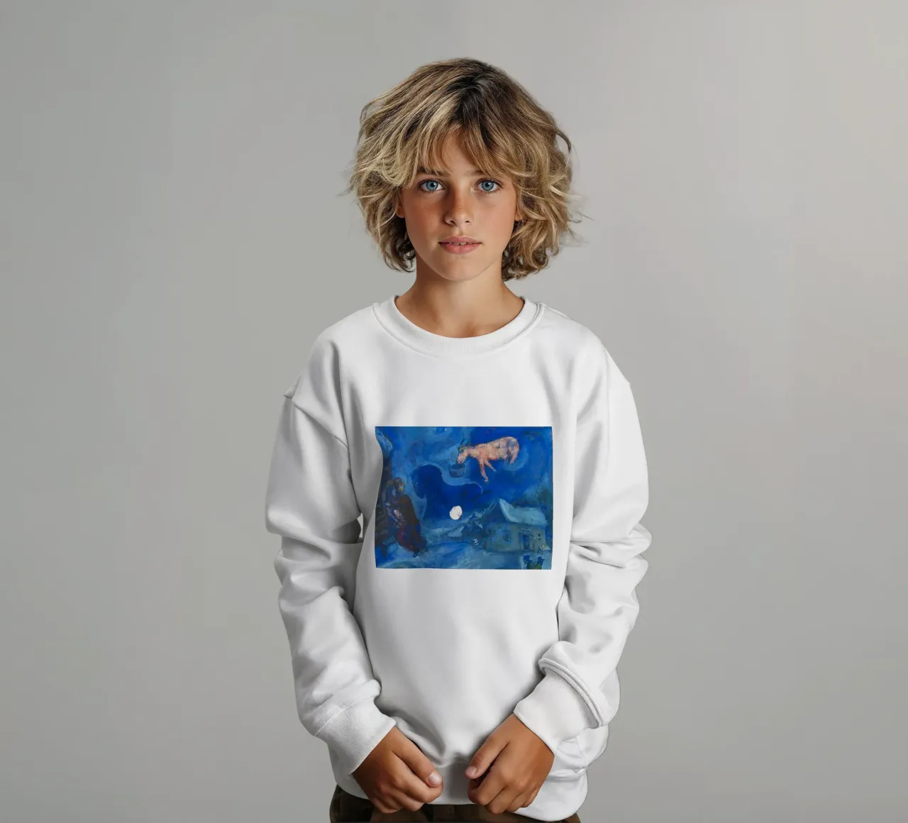 Dans mon pays (In mijn land) van Marc Chagall (1943) kinder sweatshirt van Classic Art Prints