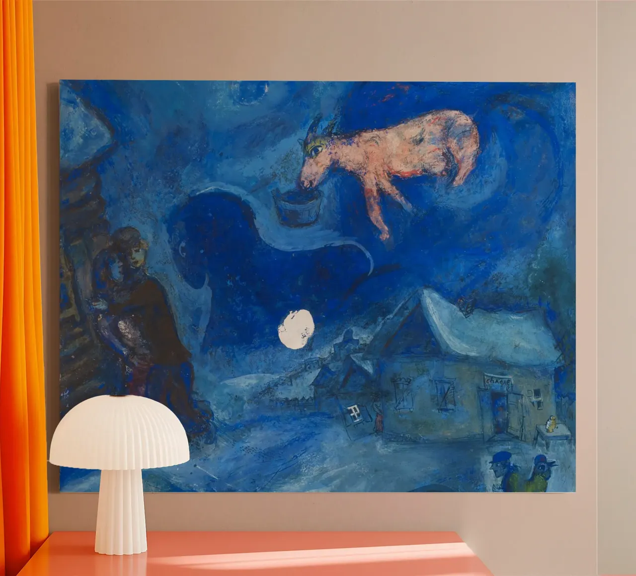 Dans mon pays (In My Country) by Marc Chagall (1943) canvas with Floater frame by Classic Art Prints