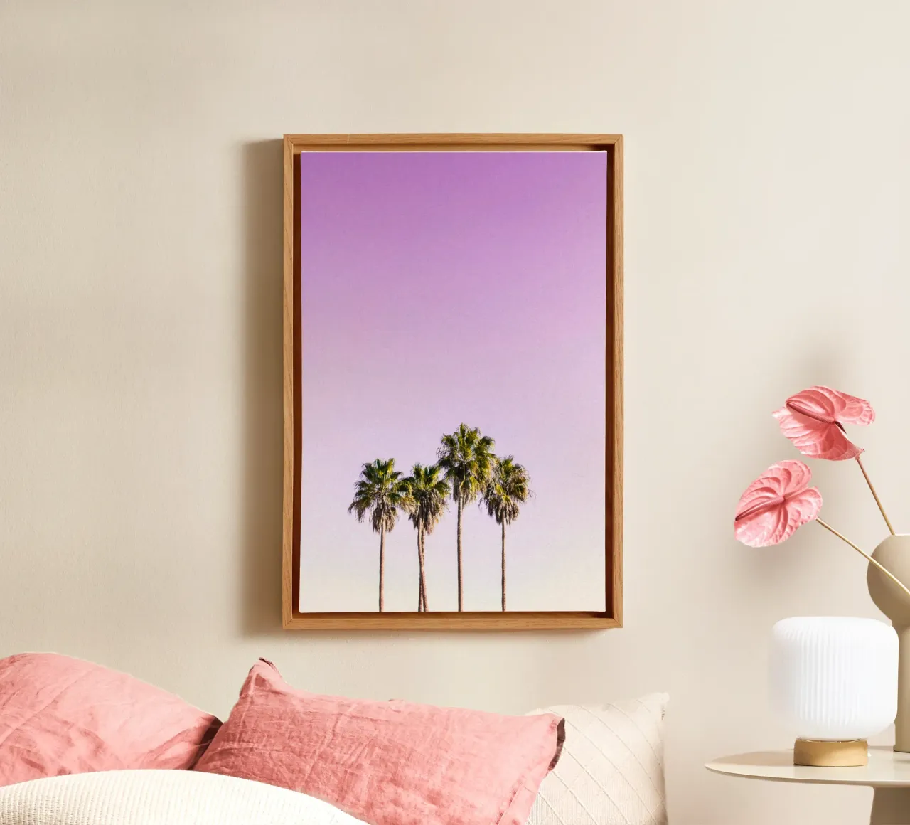 Whispers of Palm Trees canvas with Floater frame by PhotoVibe Decor