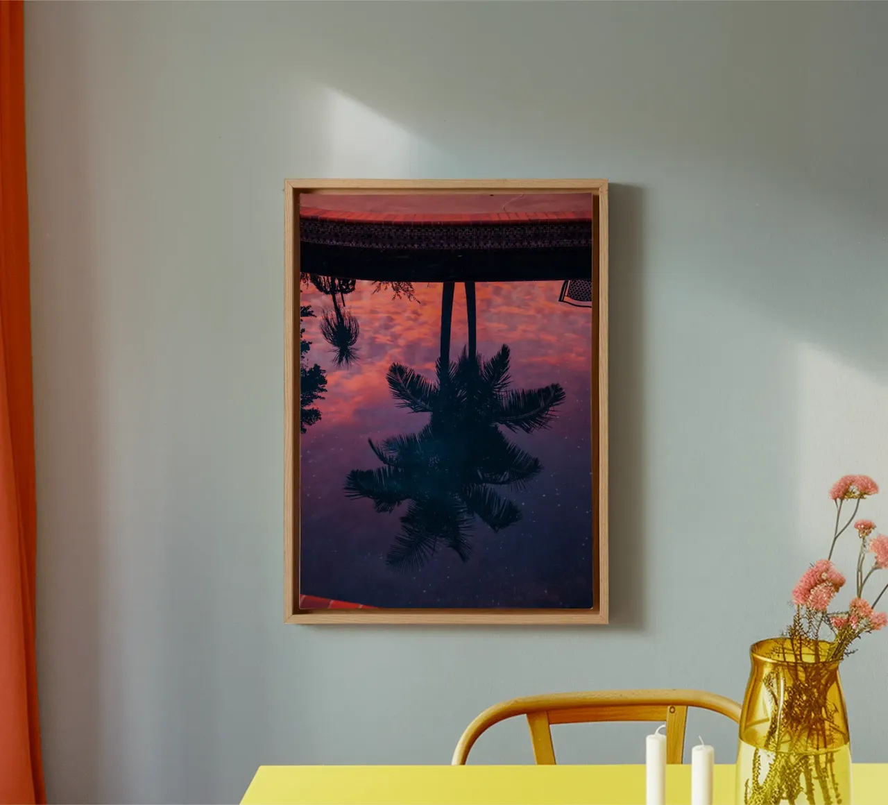 Whispers of Palm Trees canvas with Floater frame by PhotoVibe Decor