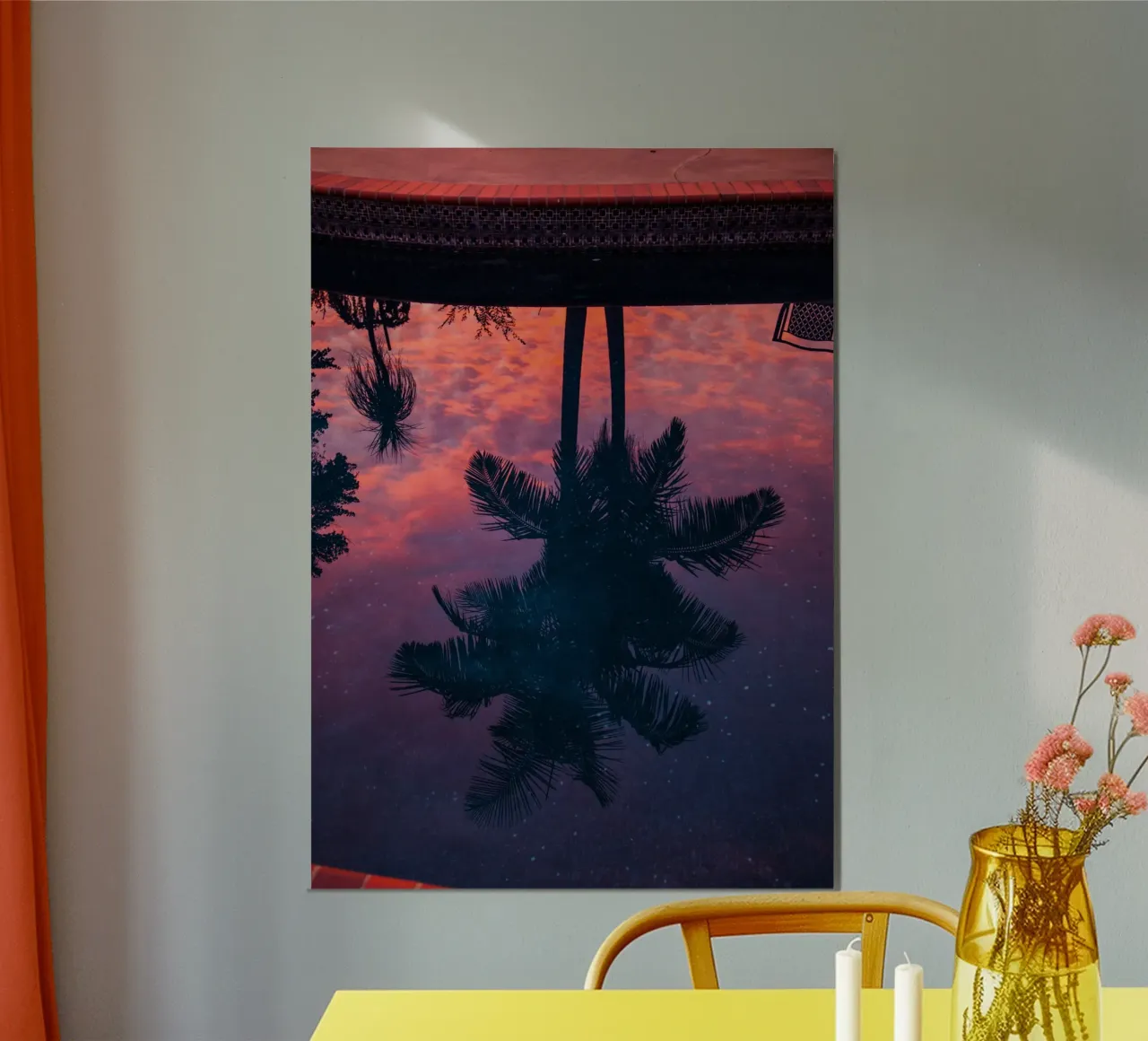 Sussurri di palme poster con telaio in alluminio da PhotoVibe Decor